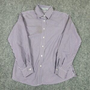 Foxcroft Purple White Striped Wrinkle Free Shaped Fit Button Down Shirt Womens 4